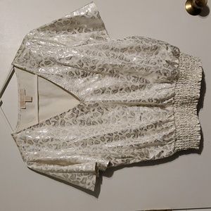 Michael Michael Kors women's M white with matalic silver paisley design